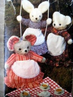 Vintage Pajama Bag SEWING PATTERN Bunny~Bear~Mou se~Adorable PJ Bag