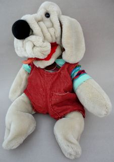 GANZ Plush WRINKLES Dog Full Size Stuffed Puppet 1981 Leather Tag