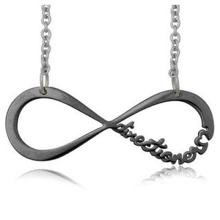 STAINLESS STEEL BLACK ONE DIRECTION INFINITE DIRECTIONER NECKLACE 7.08