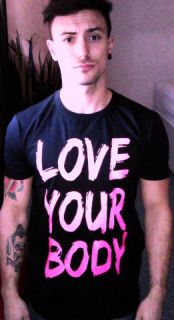 LOVE YOUR BODY christina aguilera t shirt unisex neon foil text diff t