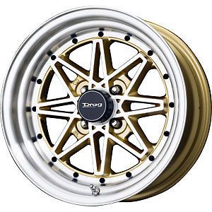 New 15X7 4x100 DRAG DR 20 Gold Wheels/Rims