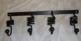 Heavy Wrought Iron Oil Rubbed Bronze Finish 4 Prong Towel Hat Rack
