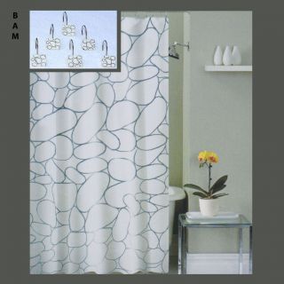 Fabric Shower Curtain + Metal/Ceramic Hooks/Rings + FREE VINYL LINER
