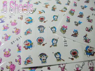 150Design x6Sheets Donald Duck & Doraemon Water Transfer Nail Art