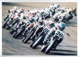 Harley Davidson XR750 group drafting classic race photo