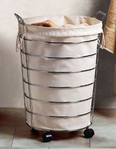 Chrome Laundry Hamper with Removable Canvas Bag
