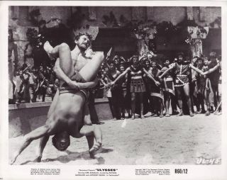 ,1954, U.S.first rerelease publicity still, Kirk Douglas wrestling
