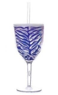 Tonal Tiger Stripe Slant Wine Glass Drink Insulated Lid Straw 13 oz