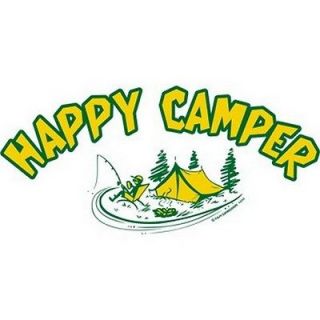 NEW~~FUNNY~~HAPPY CAMPER~~FISHING~~TENT~~~WHITE SLEEVELESS T SHIRT~~~S