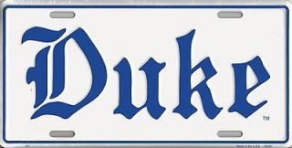 Duke Blue Devils Large Letters Aluminum Metal License Plate Tag White