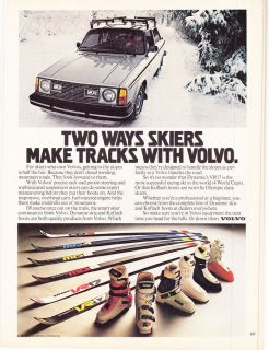 Print Ad 1979 TWO WAYS SKIERS MAKE TRACKS WITH VOLVO. KOFLACH BOOTS