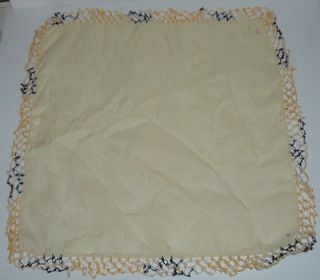 Vintage Doilies or Handkerchiefs Fabric Solid Yellow With Crochet Edge