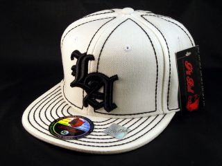 Los Angeles LA White Black Flat Brim Ball Cap Hip Hop Style Hat from