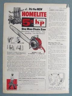 1953 Homelite chainsaw Ad MODEL 5 30 5.5 HP THE KING OF THEM ALL 30