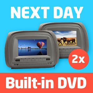 Newly listed 2X 7 LCD In Car Headrest DVD Player/Monitor Twin Screen