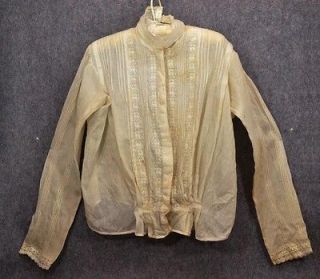 antique womens blouse cotton embroidered Victorian Edwardian