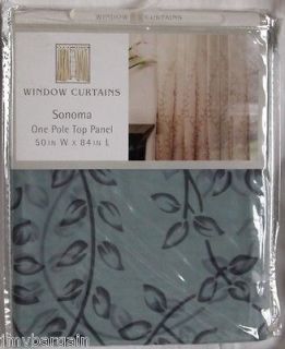 Window Panel SHEER by CHF Sonoma LEAF PRINT Teal 50 x 84