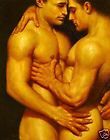 100% Handicrafts Art oil painting Two strong man Embrace 24x36 on