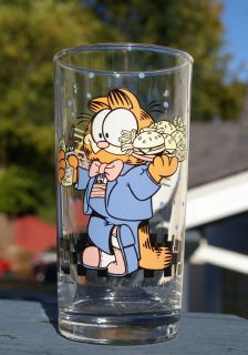Garfields Cafe Cat Drinking Glass Fast Food Diner Burgers Fries