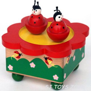 Wooden Music Box Dancing Magnetic Ladybug * Gift Toy for Kids