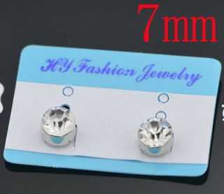 PICK 1 Pairs 7mm Clear Crystal Magnet Earring Unisex Mens Earring