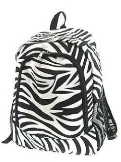 16.5 Black & White Zebra Animal Backpack School Book Bag Dance Travel