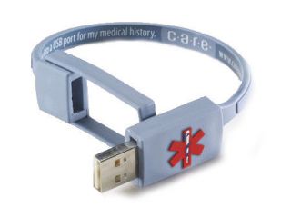 Care USB Medical History Bracelet   Gray