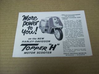 1961 Harley Davidso n Topper H Motor Scooter Advertisement, Vintage