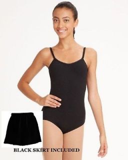 Economy Black Child Int (6x 7) Camisole Leotard Tan Footed Tights And