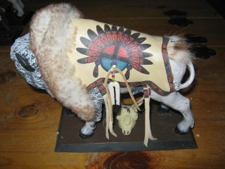 Navajo Headdress Buffalo~Buffal o Visions Statue with Overlay Robe