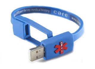 Care USB Medical History Bracelet   Blue