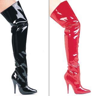 PVC 5 Heel Thigh High Boots Susie by Ellie Shoes