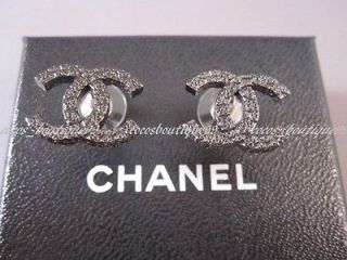 Auth CHANEL 12P Dark Silver Engaraved CC Stud Earrings NEW