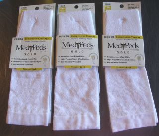 trouser socks graduated compression over calf Gold MediPeds SMALL sz