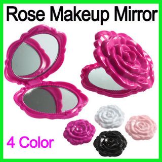 Retro Rose Flower Shape Cosmetic Makeup Compact Mirror 3D Stereo