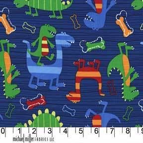 YARD Dino Dudes Dinosaur fabric by Michael Miller