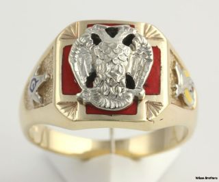 Multi Symbol Ring   10k Sold Gold Scottish Rite Shriners Master Mason