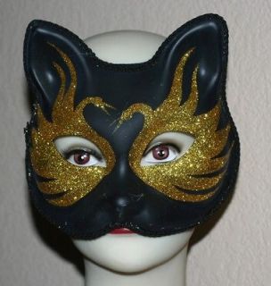 VENETIAN Mardi Gras Masquerade Ball GOLD and BLACK w/ Glitters CATMASK