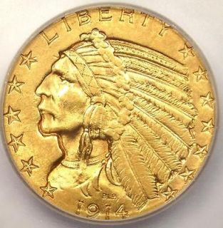 1914 S Indian Gold Half Eagle $5   ICG MS62   RARE BU Uncirculated