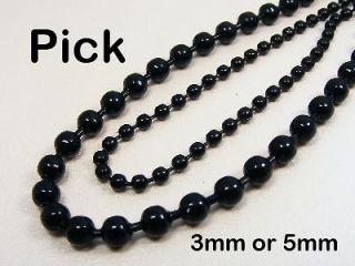 MEN WOMEN Mystic Black STAINLESS STEEL 3mm / 5mm BALL Chain NECKLACE