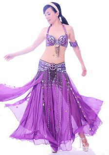Dance Costume 3 Pics Bra&Belt&Skirt 34B/C 36B/C 38B/C 40B/C 12 Colors
