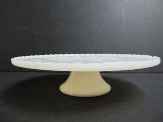 Vintage Milk Glass Pedestal Cake Stand Ruffled Gold Gilded GORGEOUS