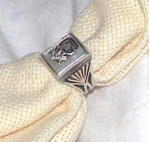 Very Unusual 33rd Degree Masonic Ring Size 9.5 Silver, Gold and Pearl