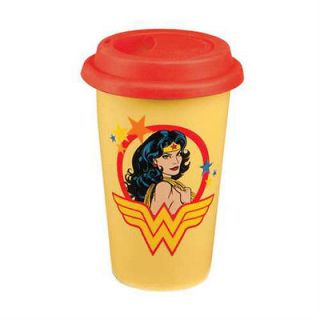 WOMAN 12 OZ DOUBLE WALL CERAMIC TRAVEL MUG WITH SILICONE LID NEW