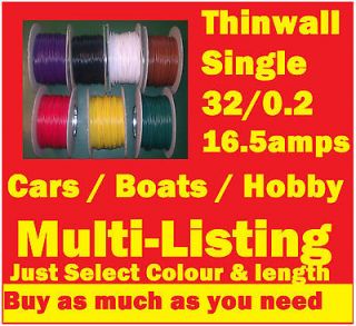/ Hobby 12v Thin Wall Electrical Wire   Multi Listing   You Choose