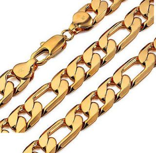 64g 50cm 10mm 18k yellow gold filled solid woman mans figaro chain
