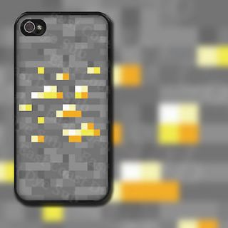 Minecraft Inspired Gold Ore Design w/ Black iPhone 4/4s or 5 Rubber