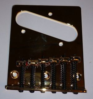 NEW GOLD PLATED REPLACEMENT GUITAR BRIDGE 6 SADDLES FOR FENDER
