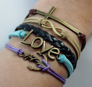 Infinity bracelet cross anchor love,antique silver bracelets Valentine