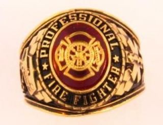 New 18KTGP Professional Firefighter Signet Ring Sizes 7 15